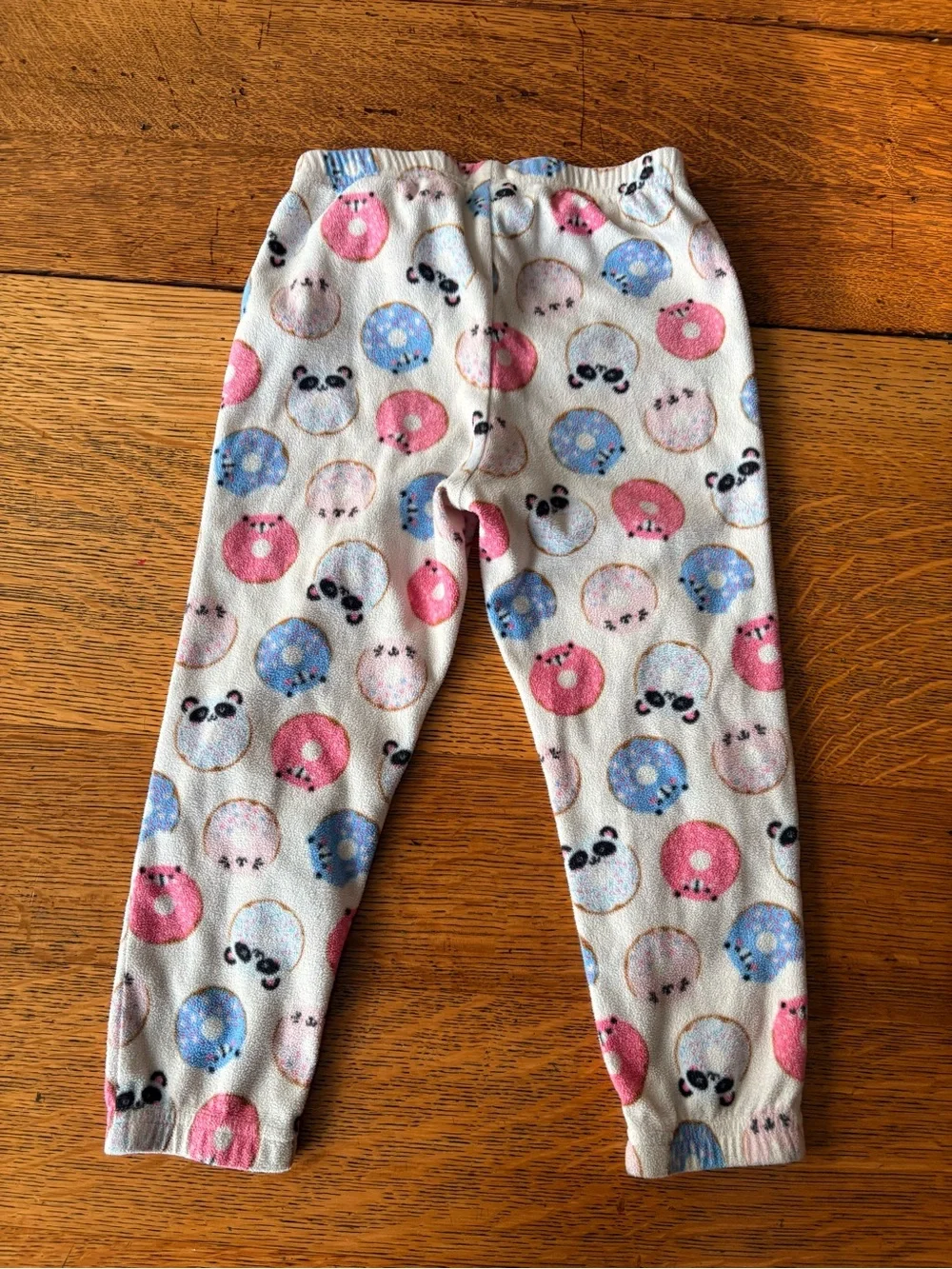 Old Navy White Fleece Pajama Pants with Pink & Blue Donuts